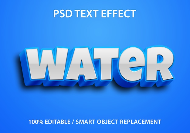 Efeito de texto editável blue water premium