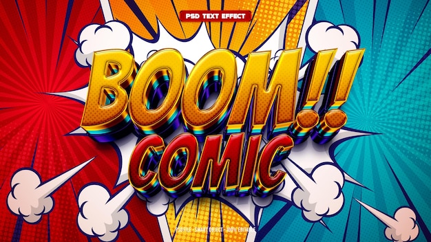Efeito de texto editável Boom 3D em quadrinhos
