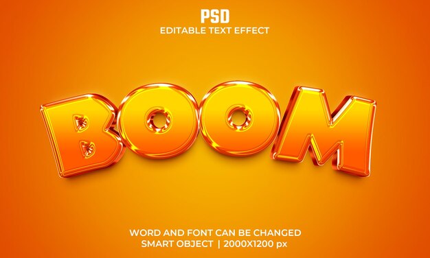 PSD efeito de texto editável boom 3d premium psd com fundo