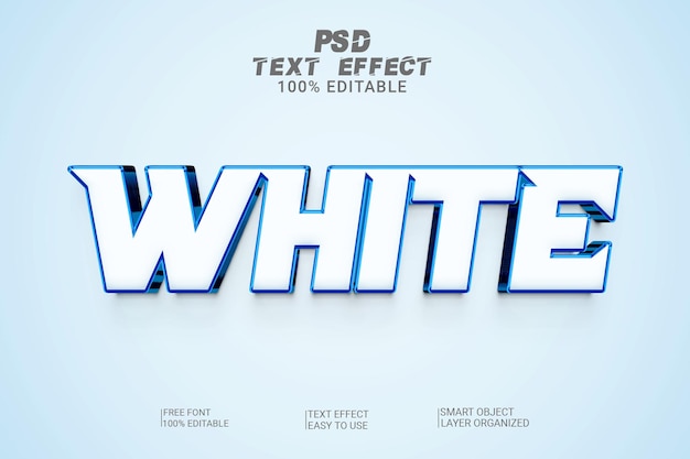 Efeito de texto editável branco 3D