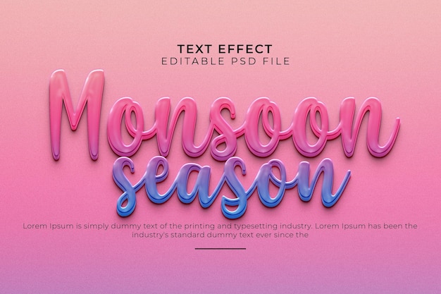 Efeito de texto editável da temporada de monções