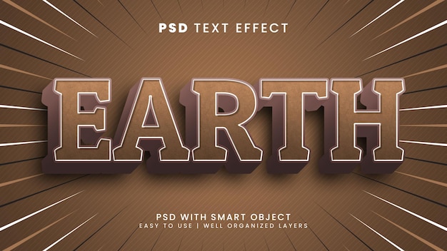 Efeito de texto editável da terra com estilo de texto planeta e órbita