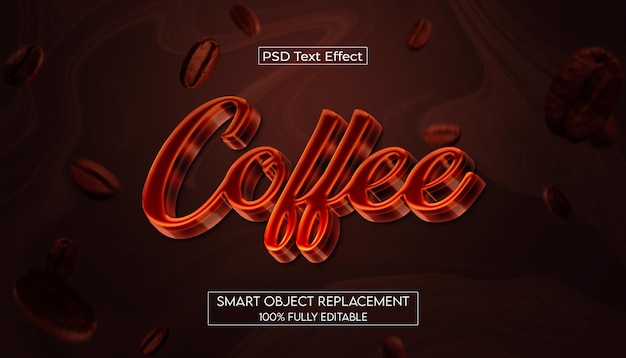 Efeito de texto editável de café 3d