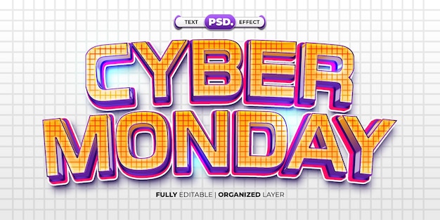 Efeito de texto editável de Cyber Monday com um tema de jogos moderno