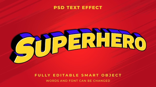 PSD efeito de texto editável de estilo gráfico de super-heróis