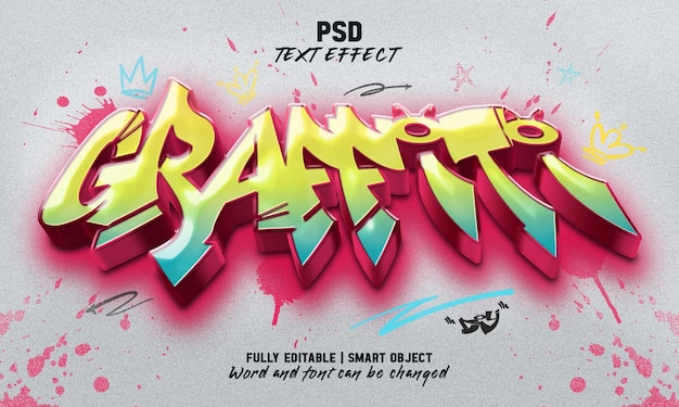 PSD efeito de texto editável de grafite realista