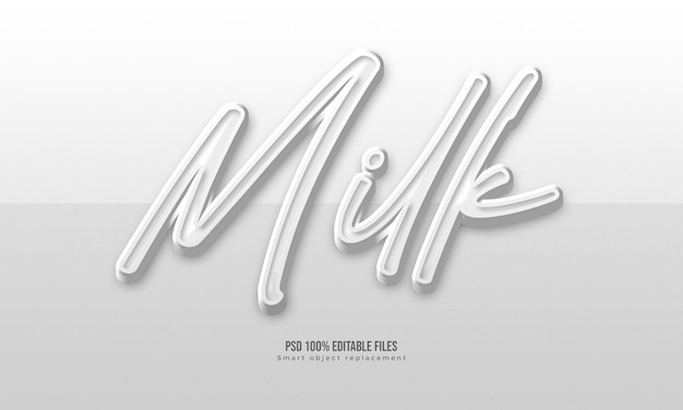 Efeito de texto editável de leite 3D