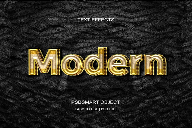 PSD efeito de texto editável de luxo ouro moderno 3d