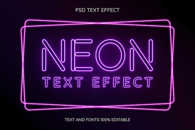 PSD efeito de texto editável de luz de neon