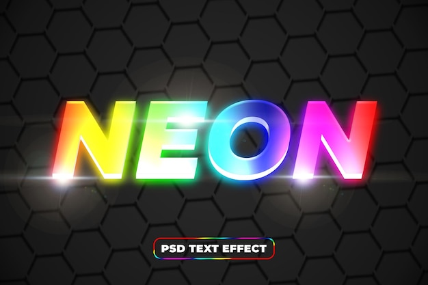 PSD efeito de texto editável de luz neon 3d