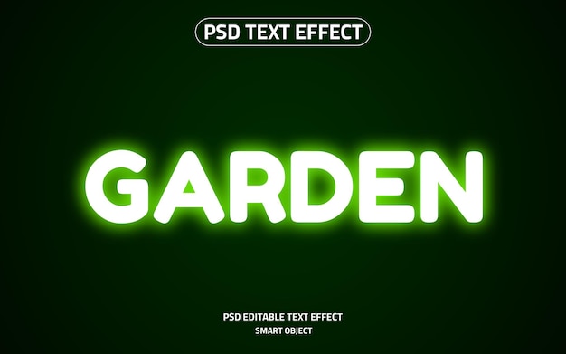 Efeito de texto editável de neon de jardim psd