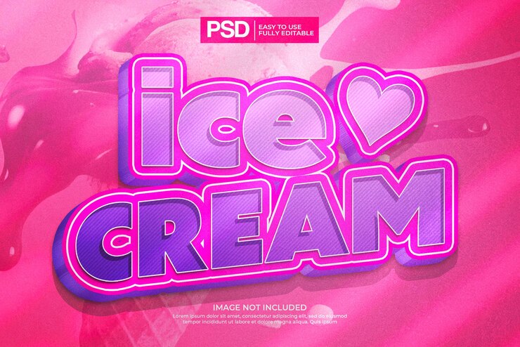 PSD efeito de texto editável de sorvete