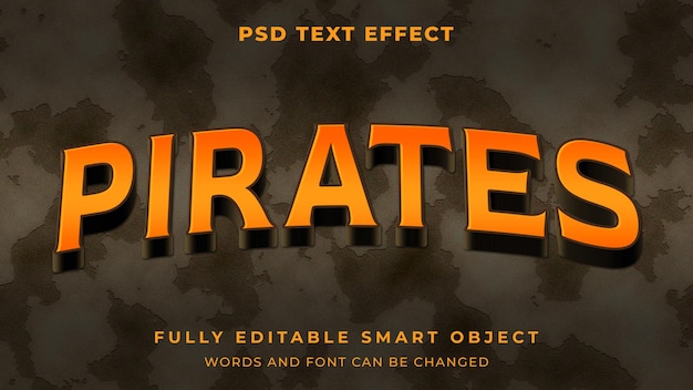 Efeito de texto editável de tesouro de piratas