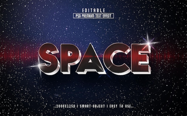 Efeito de texto editável do espaço 3d PSD Premium com plano de fundo