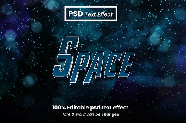 Efeito de texto editável do espaço 3d