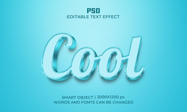 Efeito de texto editável do photoshop 3d legal com fundo