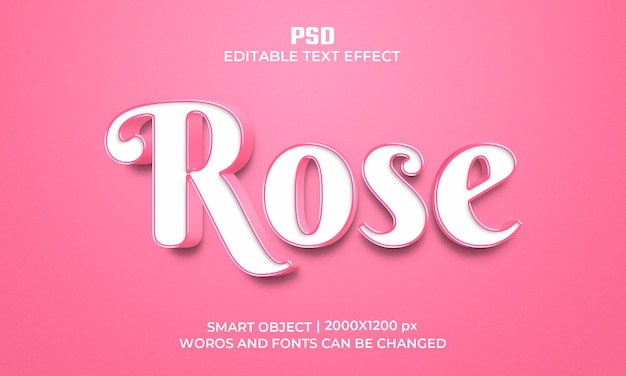 Efeito de texto editável do photoshop 3d rosa rosa com fundo