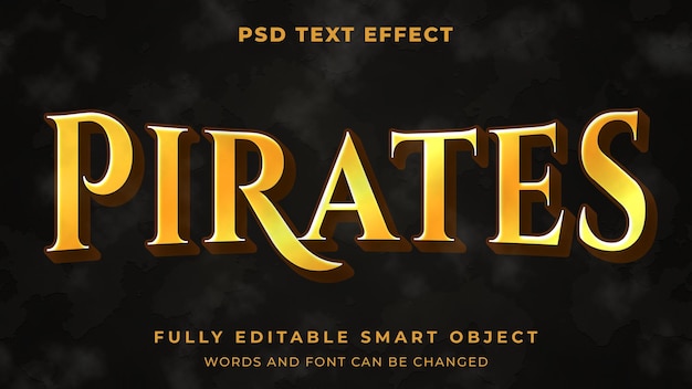 Efeito de texto editável do tesouro pirata