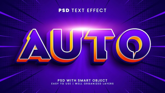 Efeito de texto editável em 3d automático com estilo de texto de motor e acionamento