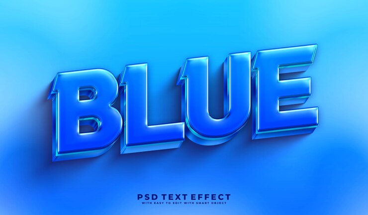 PSD efeito de texto editável em 3d azul