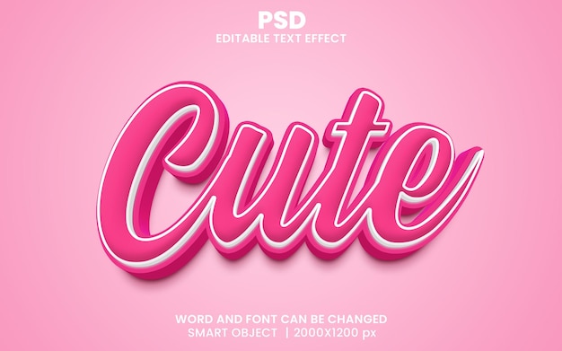 Efeito de texto editável em 3d bonito psd premium com fundo