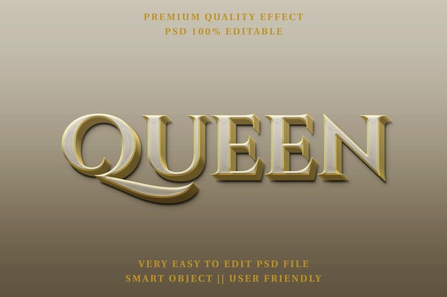 Efeito de texto editável em 3D da rainha