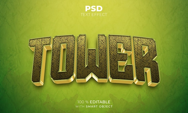 PSD efeito de texto editável em 3d da torre