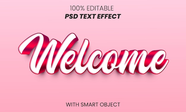 Efeito de texto editável em 3D de boas-vindas