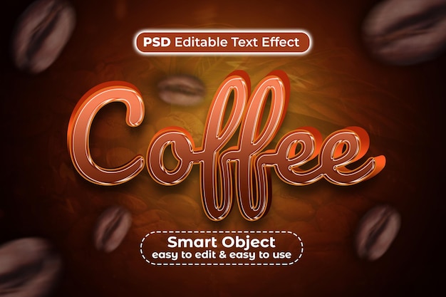 PSD efeito de texto editável em 3d de café psd premium