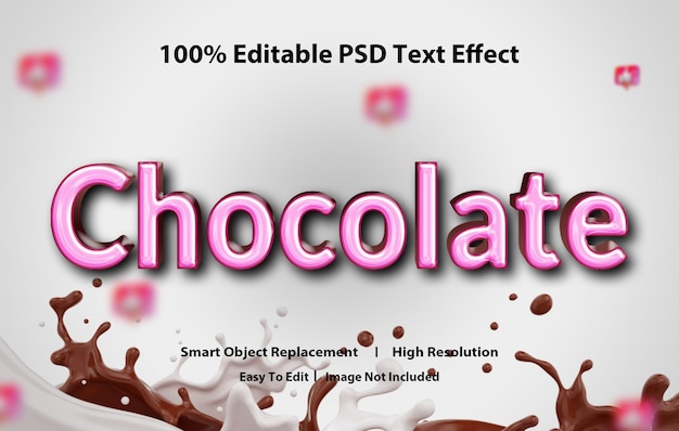 Efeito de texto editável em 3d de chocolate psd premium