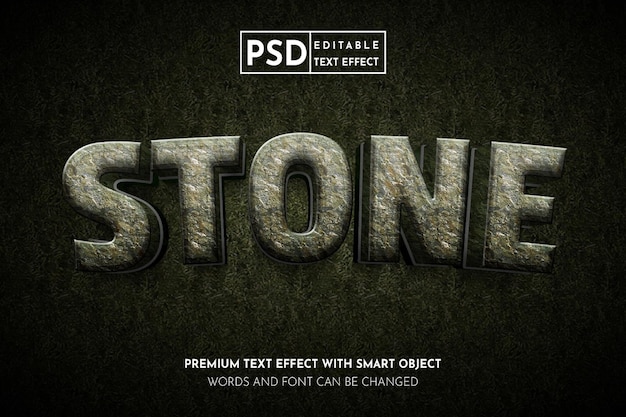 Efeito de texto editável em 3d de pedra