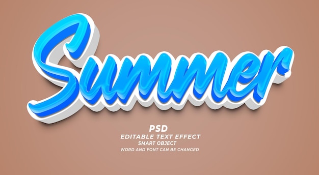 Efeito de texto editável em 3D de verão Photoshop PSD Modelo