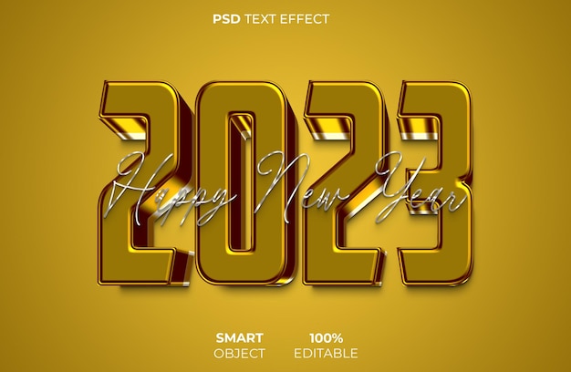 Efeito de texto editável em 3D do ano novo 2023