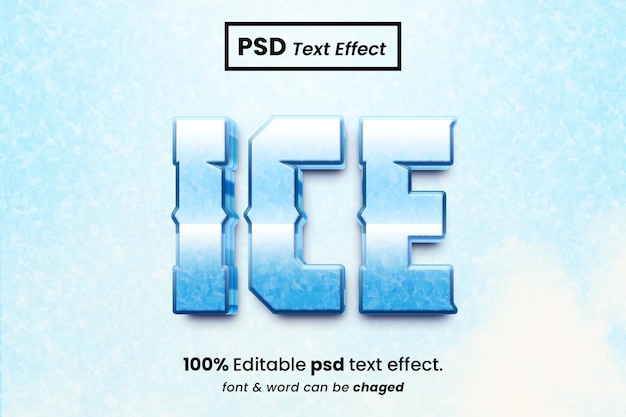 PSD efeito de texto editável em 3d gelado