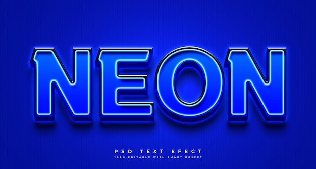 PSD efeito de texto editável em 3d neon azul