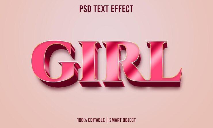 Efeito de texto editável em 3D para menina Psd Premium com fundo
