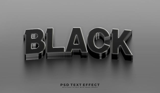Efeito de texto editável em 3D preto