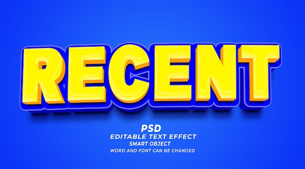 Efeito de texto editável em 3D recente estilo Photoshop PSD