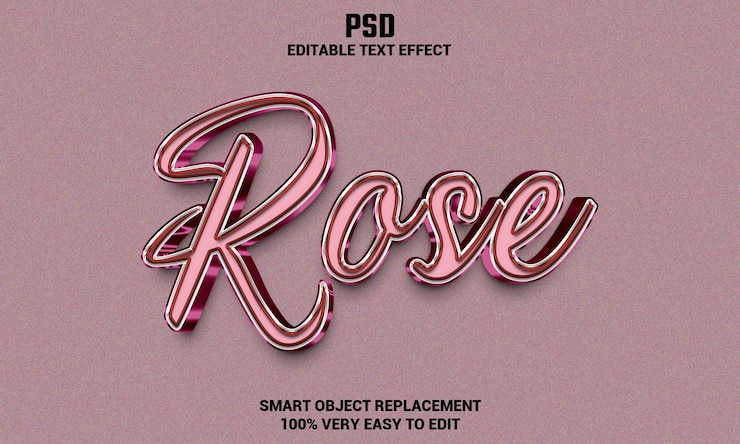 PSD efeito de texto editável em 3d rosa com fundo psd premium