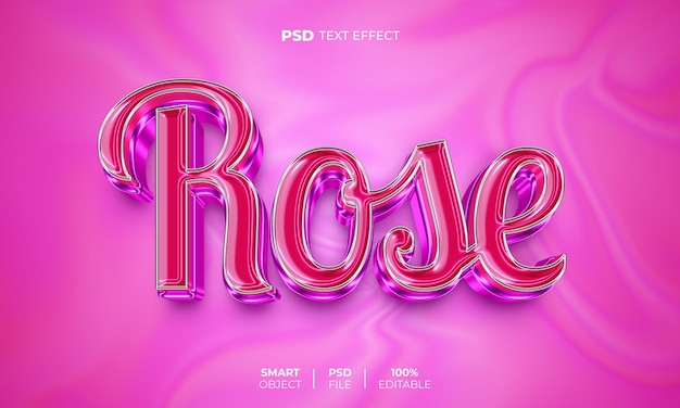 PSD efeito de texto editável em 3d rosa