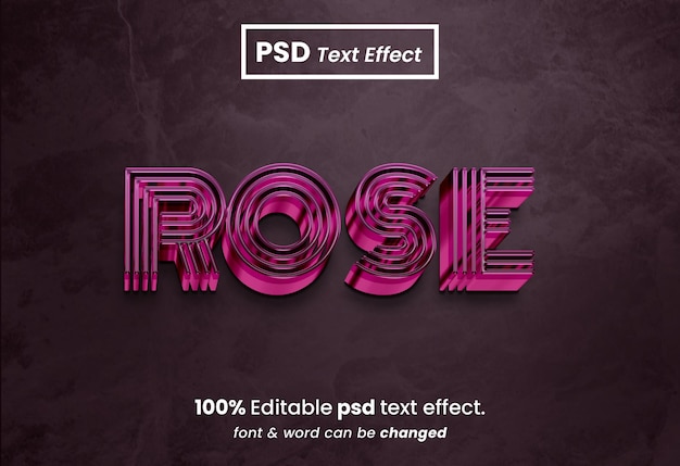 Efeito de texto editável em 3d rosa