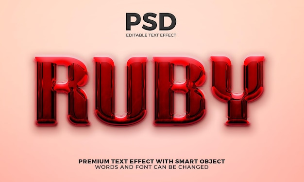 Efeito de texto editável em 3d Ruby red gem