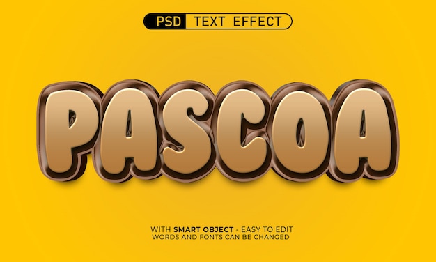 Efeito de texto editável em estilo 3d de texto de Pascoa