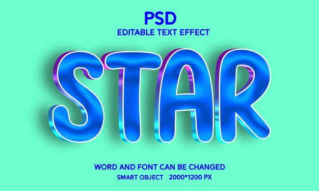 Efeito de texto editável em estrela 3d com plano de fundo