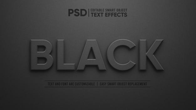 PSD efeito de texto editável em mármore preto de granito 3d