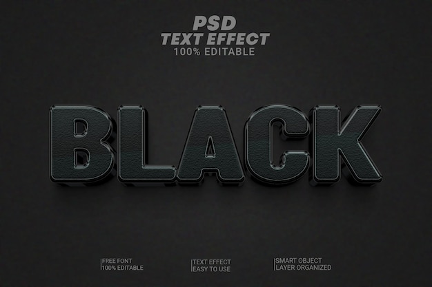Efeito de texto editável em preto 3D