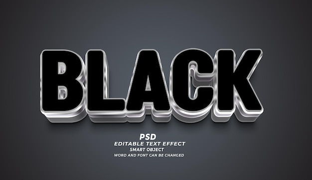Efeito de texto editável em PSD 3D preto