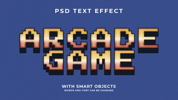 Efeito de texto editável em psd de jogo de arcade