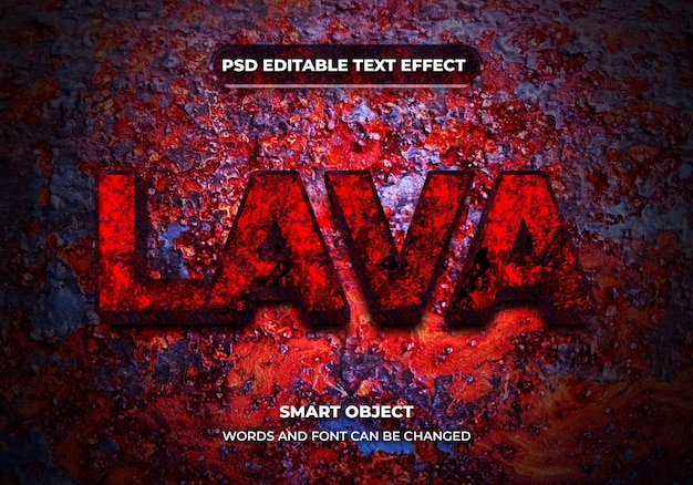 Efeito de texto editável estilo de fonte lava 3d