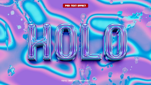 Efeito de texto editável Holo 3D